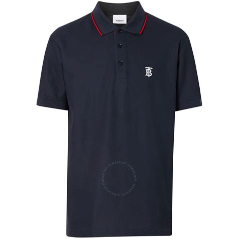 Burberry Men's Navy Short Sleeved Placket Pique Polo Shirt